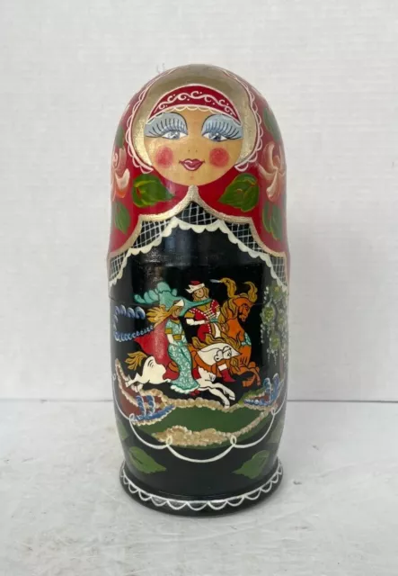 10 Pc. RUSSIAN MATRYOSHKA HAND PAINTED NESTING DOLLS Signed SERGIEV POSAD