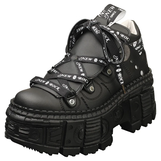 NEW ROCK M-WALL106NSPORT-V3 Vegan Unisex Black Platform Boots - 6 UK £ ...