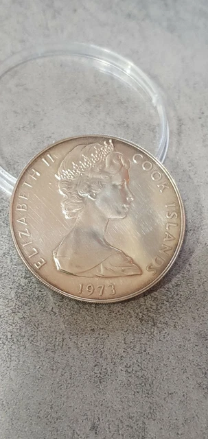 Monnaie 2 Dollars Elisabeth II Iles Cook Argent 25.62g / 1973