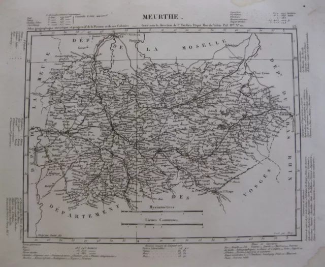 1835 Carte Atlas Géographique France Département Meurthe