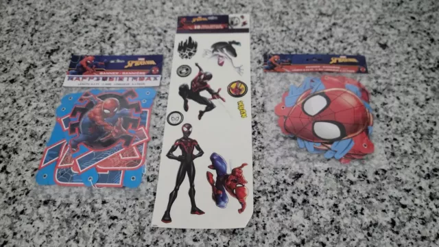 New! Lot Of Spiderman Birthday Banner Decorations Wall Decals