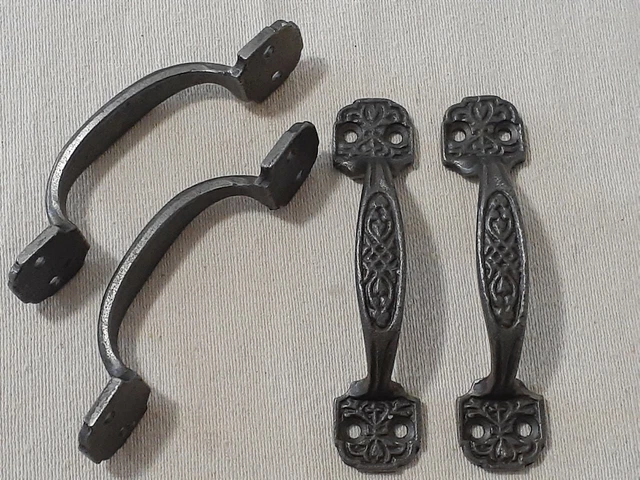 Set of 4 Cast Iron Natural Oil Rubbed 4 1/8" Drawer Handles Door Cabinet Pulls