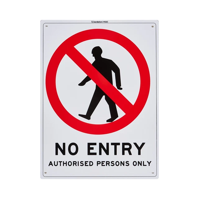 Plastic No Entry Sign AUTHORISED 450mm X 300mm Durable And UV