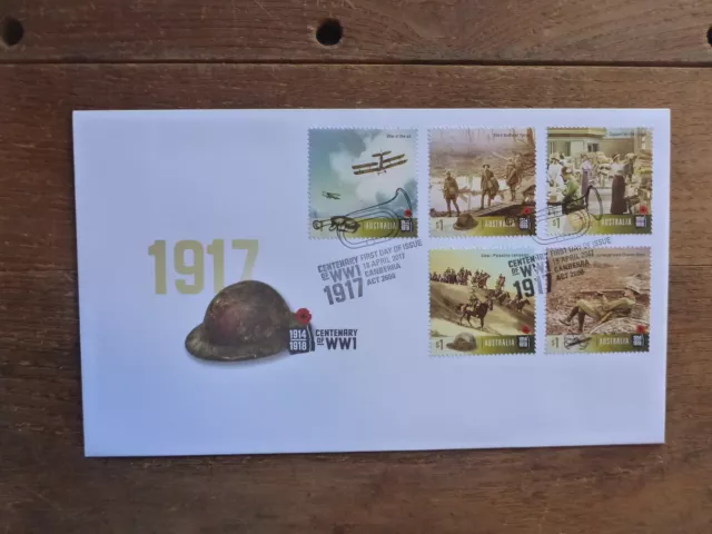 AUSTRALIA 2017 100th ANNIV WWI SET 5 STAMPS FDC FIRST DAY COVER