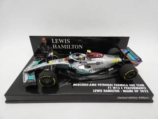 Mercedes AMG Petronas W13 E Lewis Hamilton #44 Miami GP 2022 Minichamps 1/43 F1