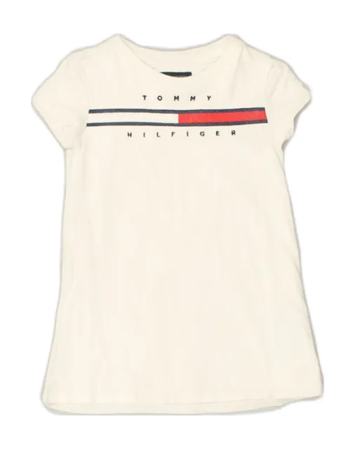 TOMMY HILFIGER Baby Girls Graphic T-Shirt Dress 18-24 Months White Cotton AL27
