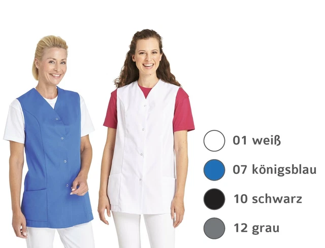 LEIBER Damen Westenkasack O.Arm Druckknopfverschluss Kasack Putzkittel Gastro