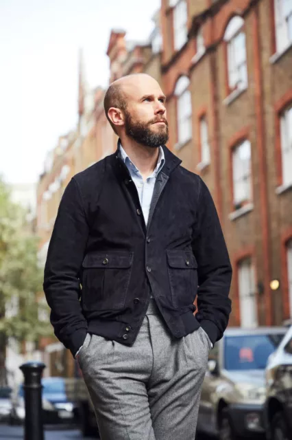 VALSTAR VALSTARINO LINED Bomber Jacket in Navy Suede size 48 BNWT 1130 775.00 PicClick UK