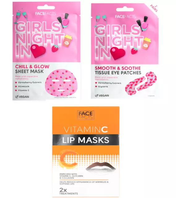 Face Facts Girls Night In Chill & Glow Sheet Mask/Smooth & Soothe Eye Patches