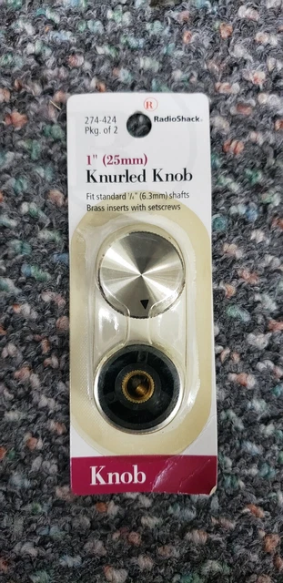 Radio Shack Silver-Tone 1” Knurled Knobs (Pack of 2) 274-0424 New