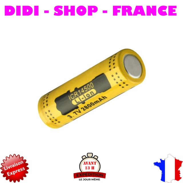 2 Piles Rechargeables 14500 GTF 2800 MAh Li-ion 3,7V – Pour Lampe Torche