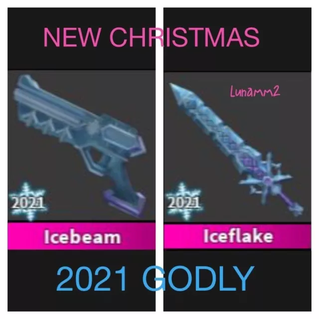 Roblox Murder Mystery 2 MM2 Iceflake Set Godly Knifes and Guns