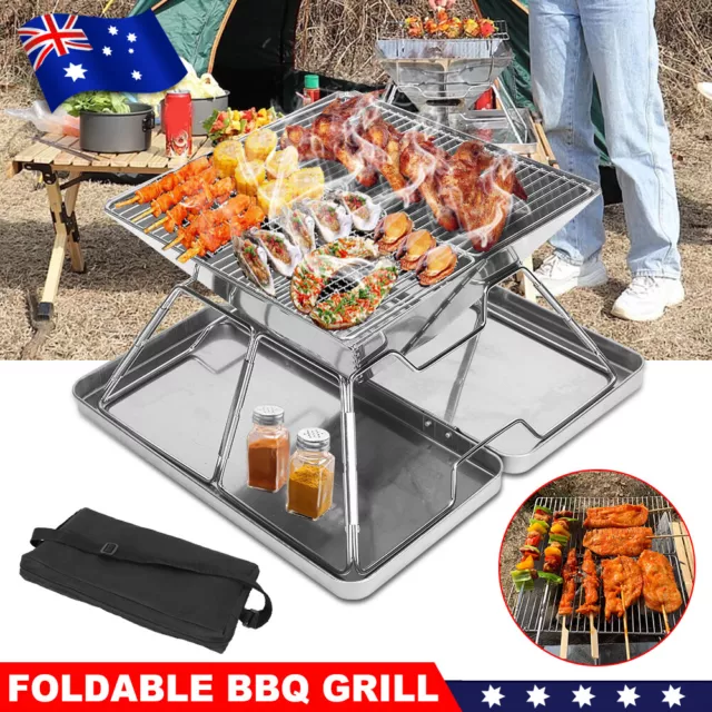 BBQ Grill Charcoal Smoker Outdoor Yard Portable Camping Folding Steel Barbecue