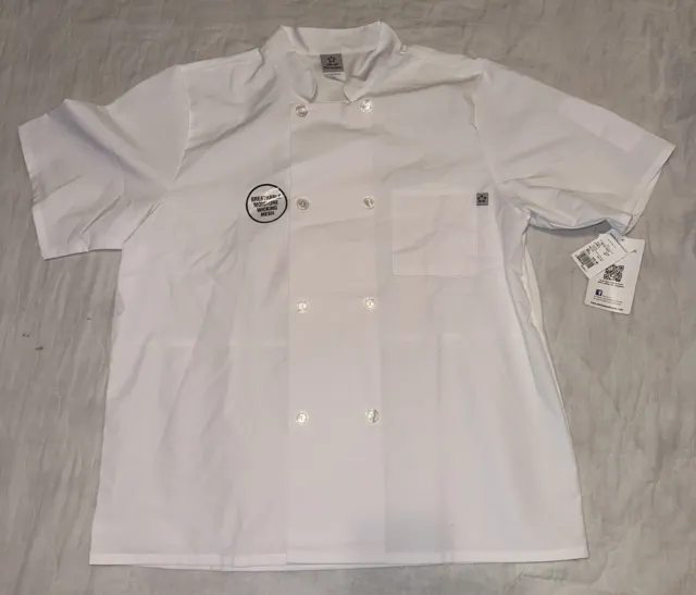 NEW Men's Five Star Chef Apparel White Swan Chefs Shirt Jacket Size Large NWT