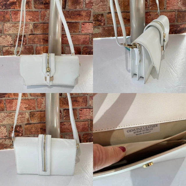 BORSE IN PELLE White Gold Real Leather Shoulder Bag