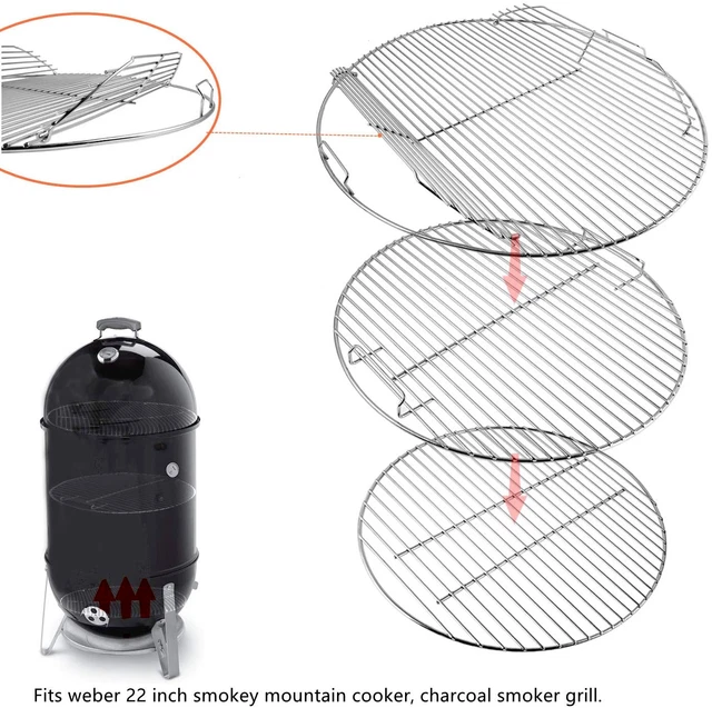 Cooking Grates Stainless Steel For Weber 22" Charcoal Grills Smoky Mountain
