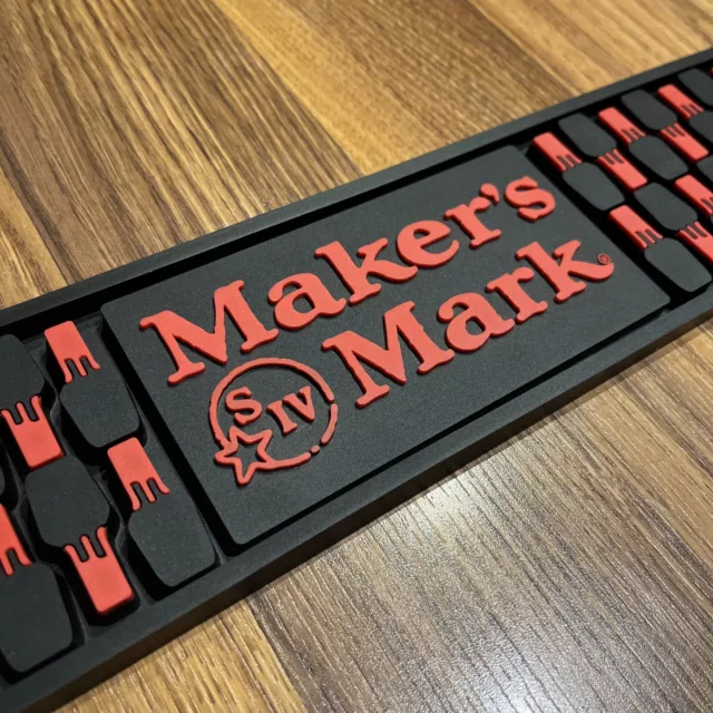 Makers Mark Rubber Bar Mat, Drink Rail Spill 24" x 3 1/2" 2