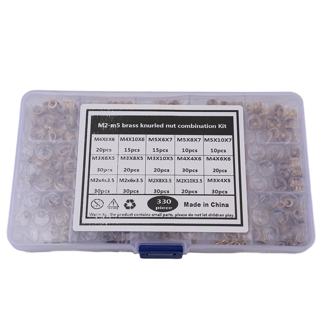 330pcs Filo Zigrinato Dadi M2 M3 M4 M5 Ottone Inserto Filettato Fermaglio Tool