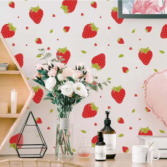 4 Sheets Strawberry Wall Sticker Home Décor Paper Applique Kids Room Decor 3