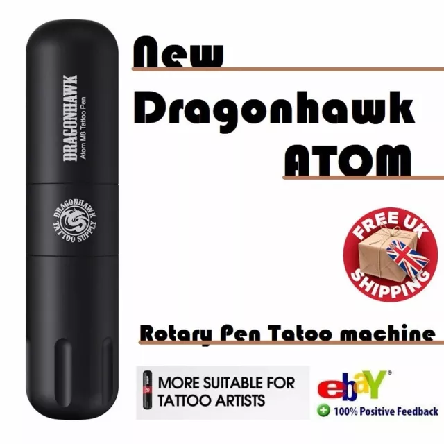 Macchina tatuaggio penna rotante originale Dragonhawk M8 potente atom stock uk