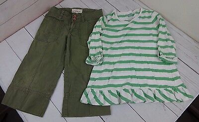 Old Navy Girls 2 Piece Green Outfit Shirt & Capris Size 8 - A1676