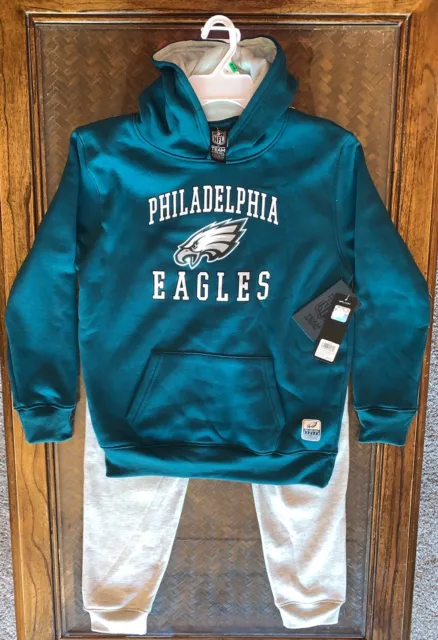 Nwt Philadelphia Eagles Youth Boys L Sweatshirt/Sweatpants Set Gray Nfl Apparel