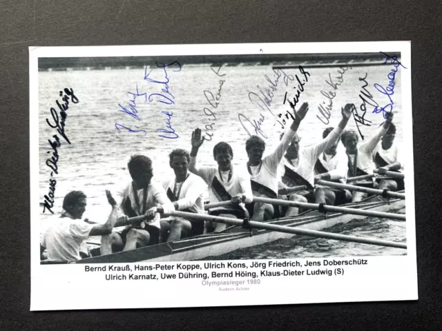 OLYMPIASIEGER 1980 DDR Rudern Achter komplett signed Foto 10x15