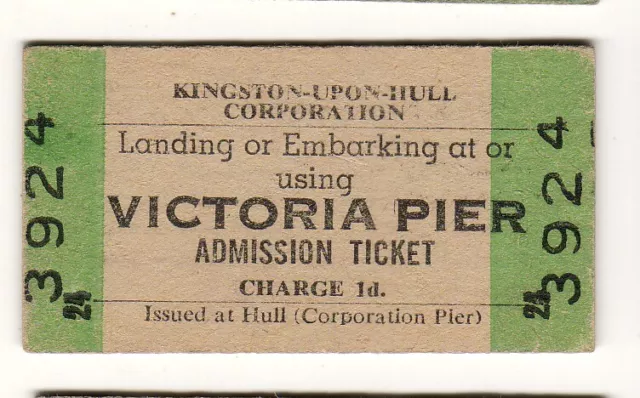 Railway  ticket Kingston upon Hull Corp, Victoria Pier 1973