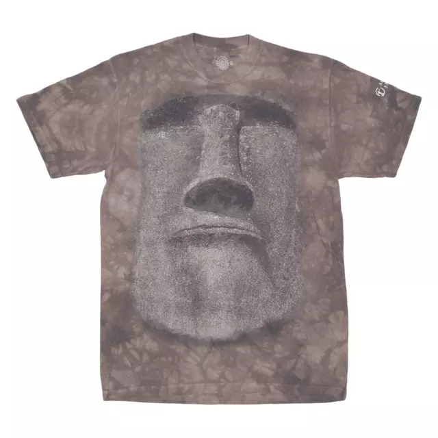 T-shirt THE MOUNTAIN Easter Island Moai Tie Dye marrone maniche corte da uomo M