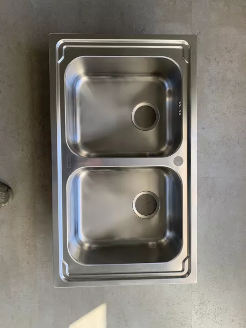 Lavello Cucina Incasso 2 Vasche  Acciaio Inox Sopra Top 86X50 Piletta Richiesta