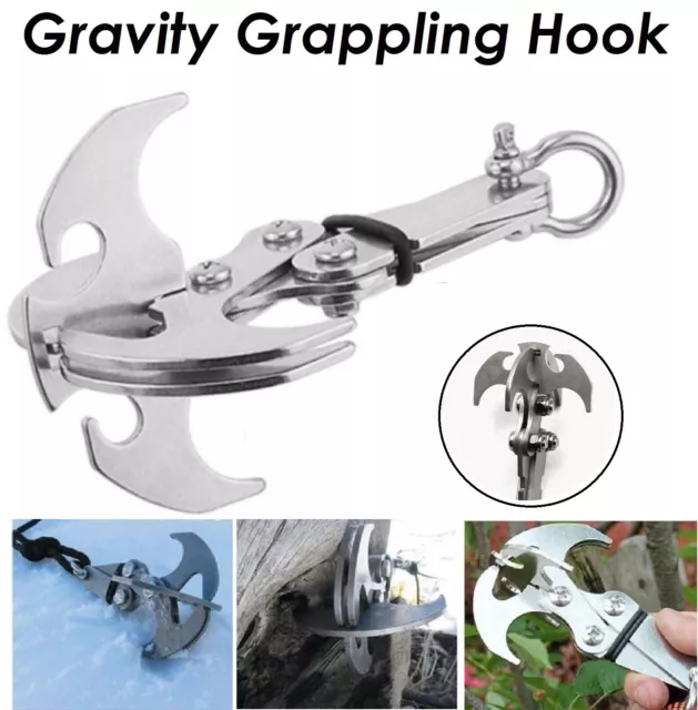 CLIMBING GRAVITY GRAPPLING Hook Foldable Stainless Steel Claw
