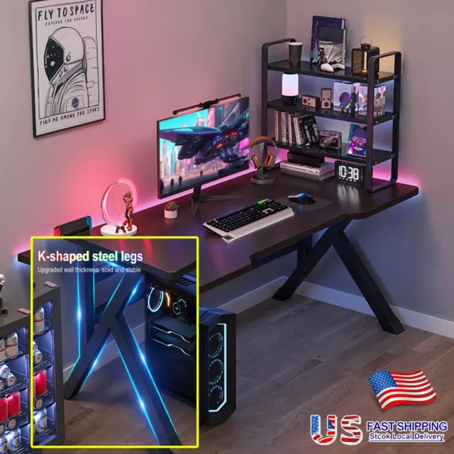 Gaming Desk Gamer Gaming Table Computer with K-shaped Leg Desk PC Workstation