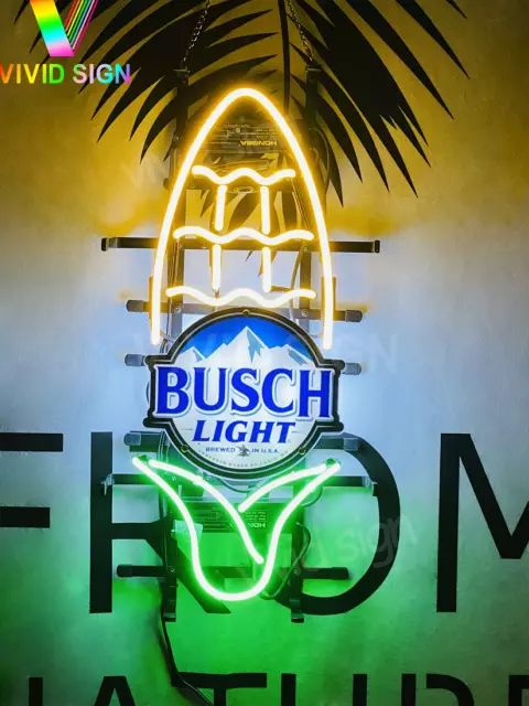 Busch Light Beer Ear Of Corn Light Lamp Neon Sign With HD Vivid Printing 20"x12"