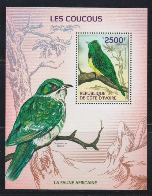 Ivory Coast 2014 Bird Stamps Cuckoo  Ss Mnh - Birdl388