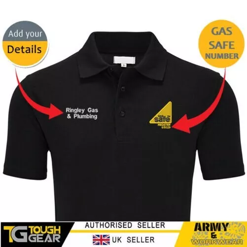 Gas Safe Installateur Besticktes Personalisiertes Poloshirt mit Firmenname/Text