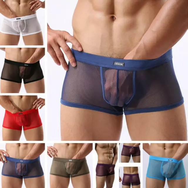 NEW MENS SEE through Underwear Nylon mesh Pants transparent Boxer