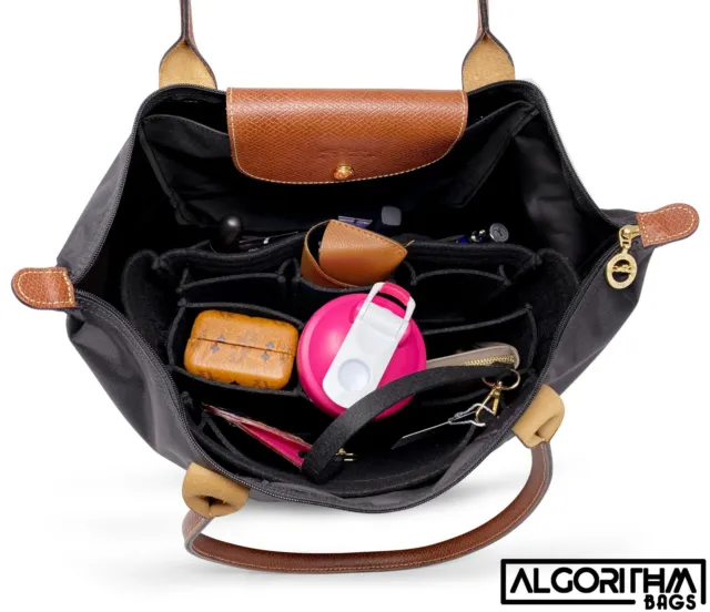 NEW! AlgorithmBags® Purse Organizer Insert for Longchamp Le Pliage, black noir