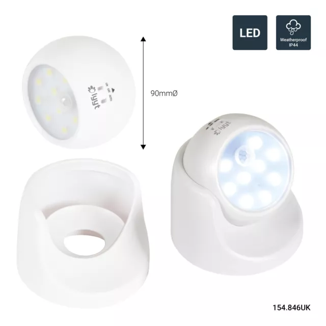 UK 360° Battery Motion Sensor Security LED Light NO WIRES Garden Outdoor Indoor