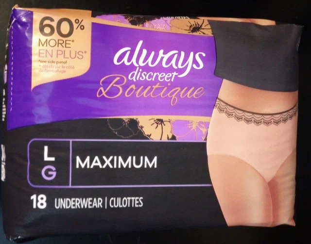 Ropa Interior Boutique Always Discreet Talla GRANDE 18 Cuentas Máximo Ligeramente Aroma