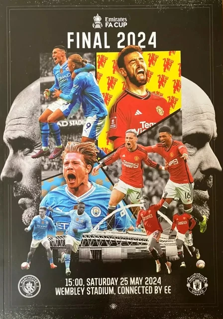 F A CUP FINAL 2024 MANCHESTER CITY v MAN UTD PROGRAMME WEMBLEY EUR 6,58