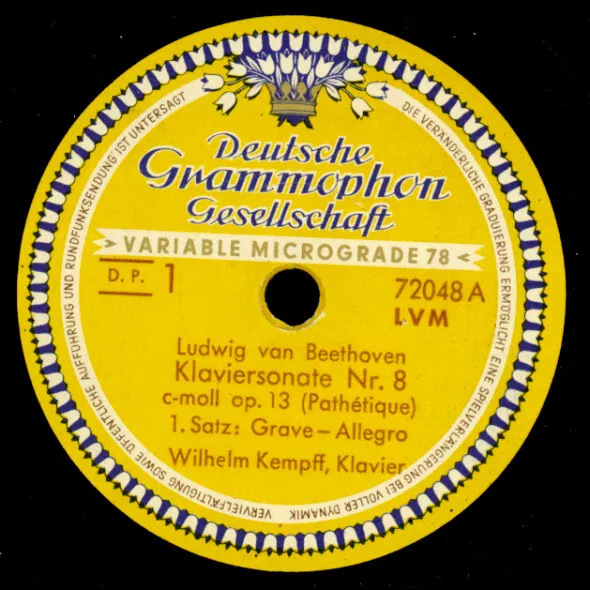 WILHELM KEMPFF -KLAVIER- Beethoven: Klaviersonate Nr. 8  Pathétique 78rpm  G4088