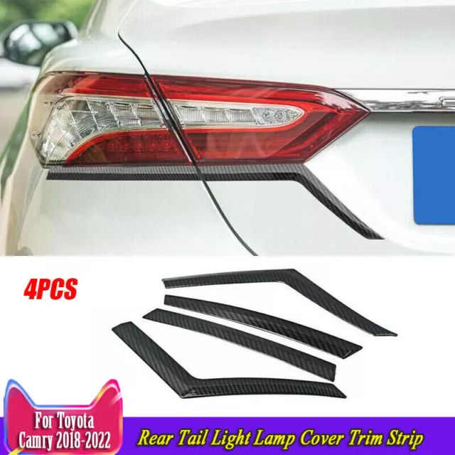 4x For Toyota Camry 2018-2023 Carbon Fiber Rear Tail Light Lamp Cover Trim Strip