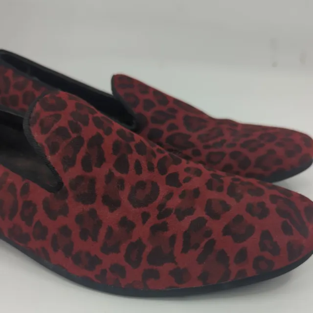 STEVE MADDEN Shoes Men's 9 Red Churchil Animal Leopard Print Loafers Slip On 2