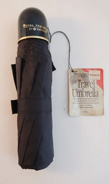 Royal Traveller by Samsonite The Travel Umbrella Black with Gold Trim RT-430