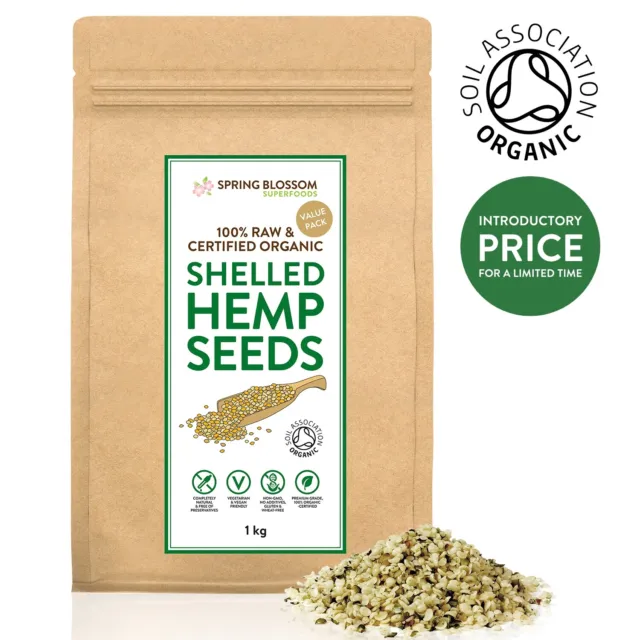 1Kg Organic Hemp Seeds Shelled/Hulled Raw Premium Grade Healthy Vegan Superfood