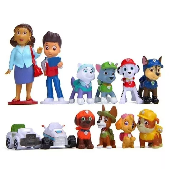 12pcs Paw Patrol Marshall Ryder Chase Zuma Skye Rubble Action Figures Decor Toy