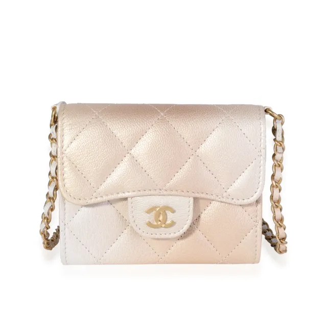 CHANEL GOLD METALLIC Ombré Quilted Goatskin Classic Mini Clutch