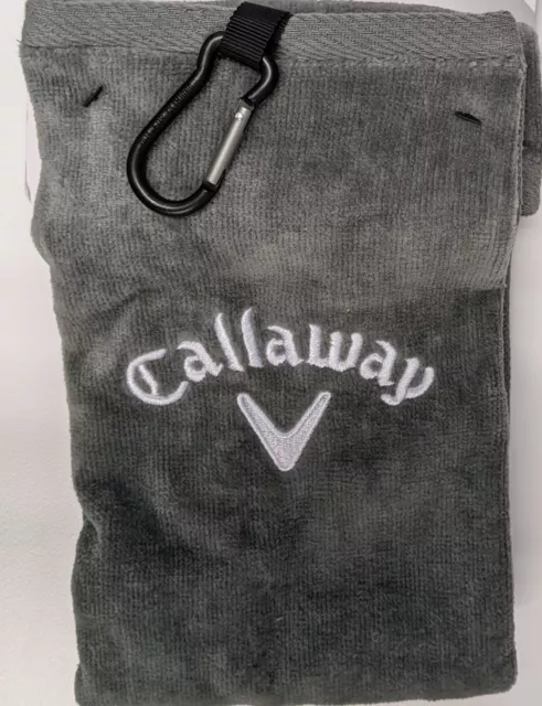 *NEW* Callaway golf Tri-fold towel - Cotton - 16" X 21" - Grey 3