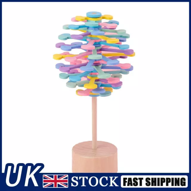 Wooden Helicone Rotating Lolly Toy Kids Stress Relief Toys (Macaron Wafer)