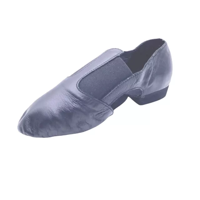 Leo's Jazz Sandals Dance Shoes Split Sole Black Leather 4 Slip On Stretch New